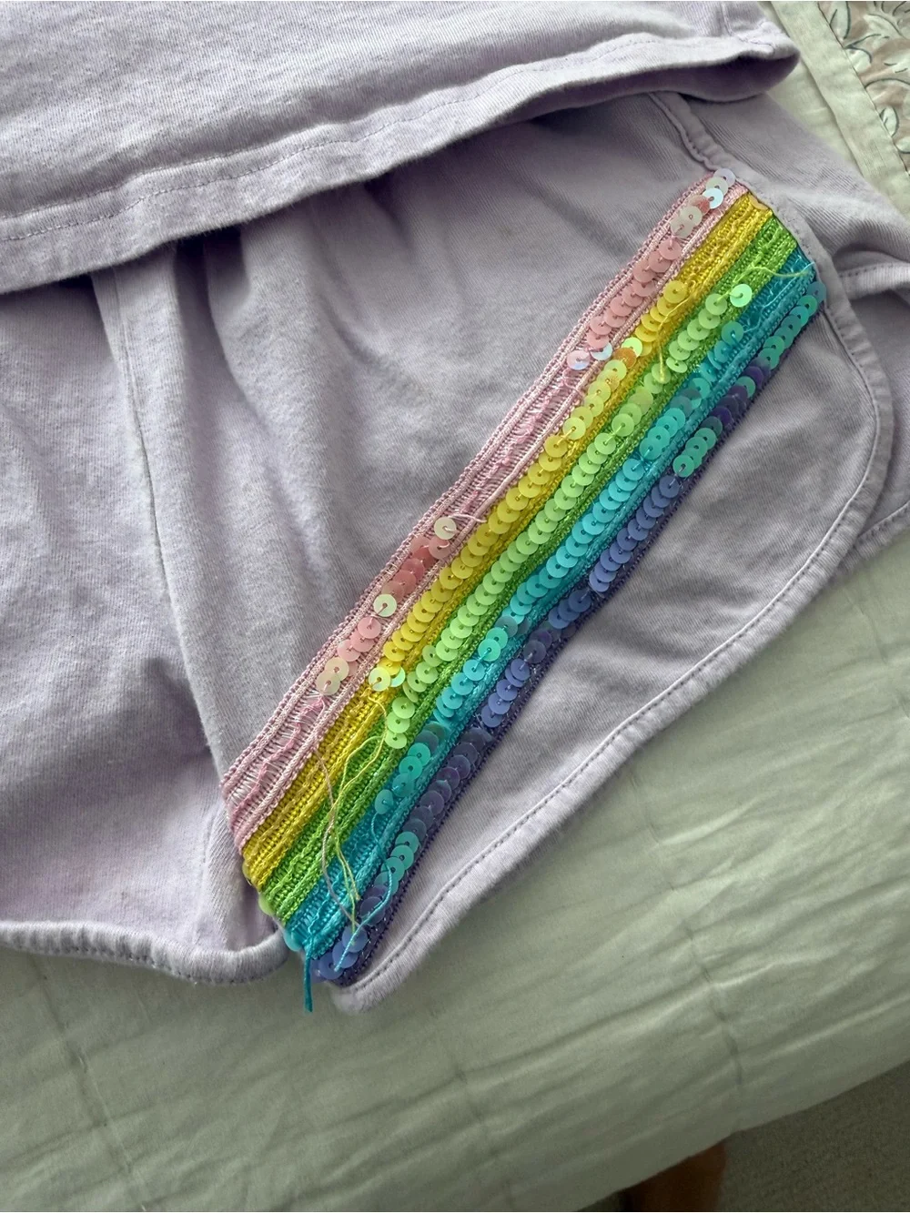 Lola + The Boys Lilac Rainbow Sequin Short Set